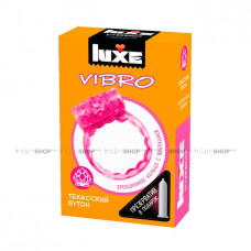 Эрекционное кольцо Luxe Vibro Техасский Бутон + презерватив, розовое