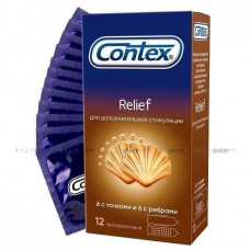 Презервативы Contex Relief с ребрами и точками, 12 шт