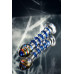 Фаллоимитатор Sexus Glass с синей спиралью и разноцветной головкой, бесцветный, 18 см