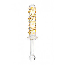Фаллоимитатор стеклянный Sexus Glass с желтыми точками, бесцветный, 25 см
