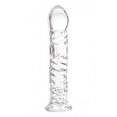 Фаллоимитатор Sexus Glass ребристый, бесцветный, 16,5 см