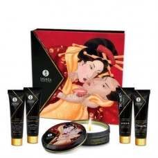 Свеча с массажным маслом в наборе Shunga Geisha Organica Клубника с шампанским, 5 предметов в упаковке