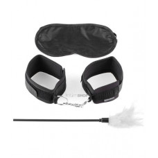 Набор Pipedream наручники + стек с пером + маска Fetish Fantasy Series, черный
