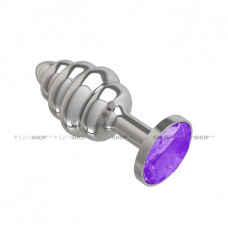 Анальная втулка Silver Spiral с фиолетовым кристаллом